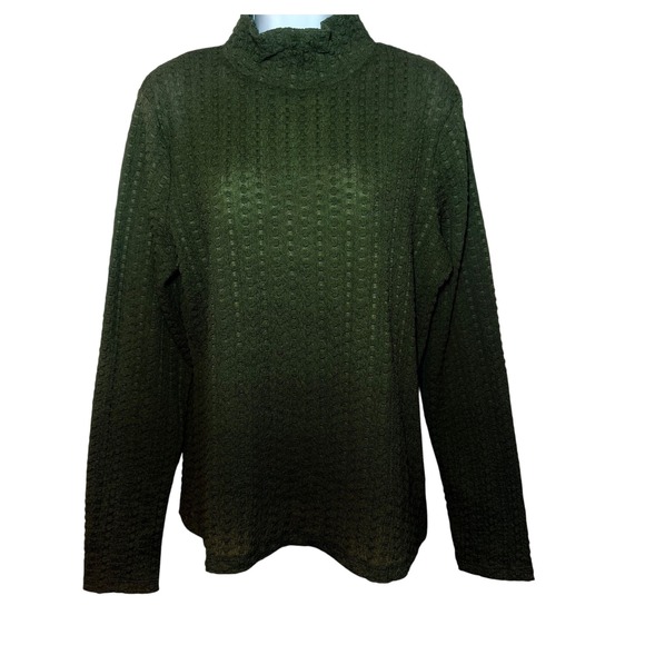 Maeve by Anthropologie Tops - Maeve Anthropologie Green Textured Bubble Knit Mock Neck Top Womens XL NWT